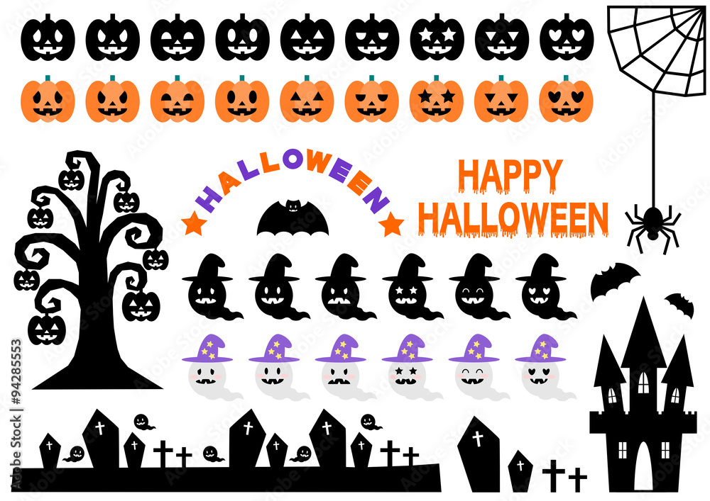 ハロウィンのイラストアイコンセット ハロウィンのイラストアイコンセット