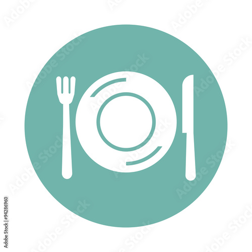 Plate, fork and knife icon