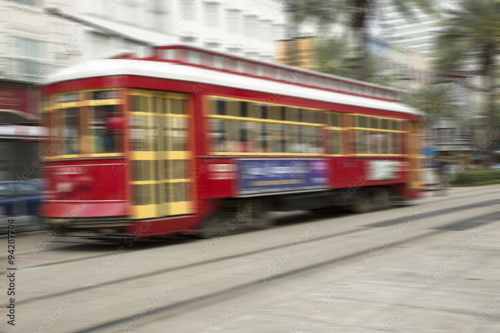 Motion streetcar blur, Bourbon Street Line, New Orleans, Louisiana Motion streetcar blur, Bourbon Street Line, New Orleans, Louisiana