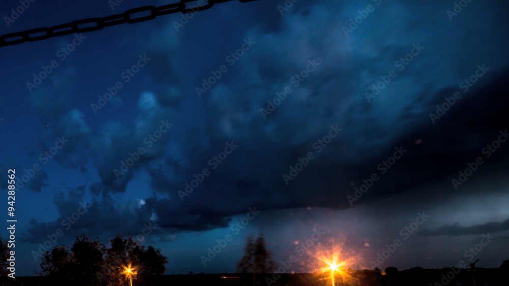 Thunderstorm clouds at night with lightning. Timelapse. Thunderstorm clouds at night with lightning. Timelapse.