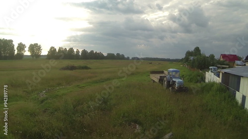 Aerial shot. Storm is coming to village - country side, old photo