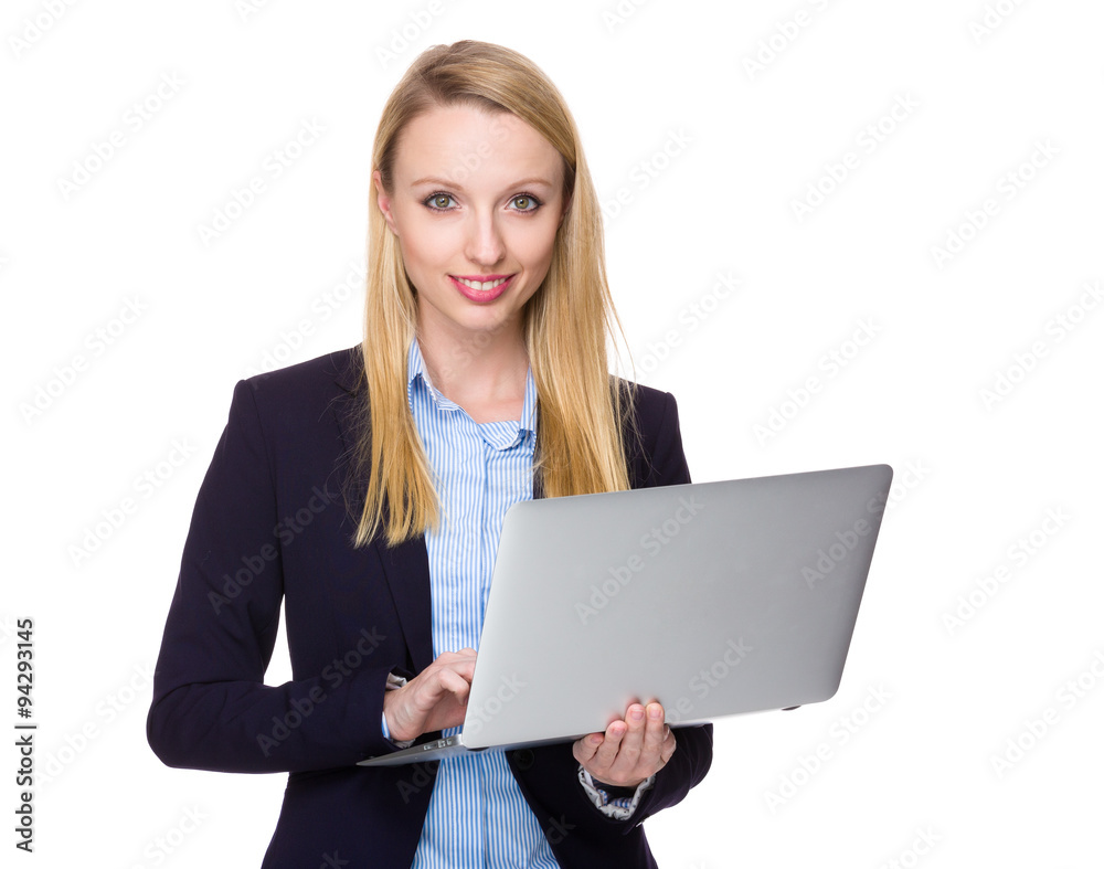 Young Businesswoman use of the notebook computer Young Businesswoman use of the notebook computer