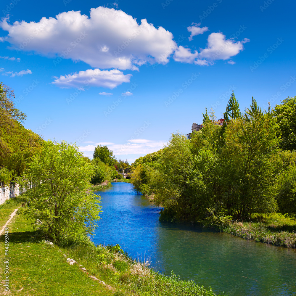 Burgos Arlanzon river in Castilla Leon Spain