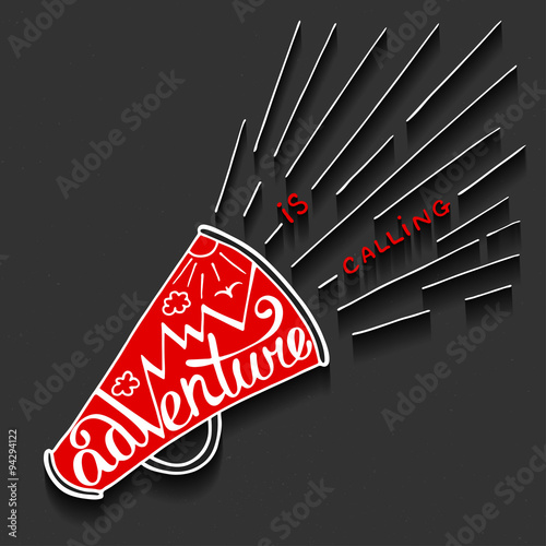 Adventure is calling in mouthpiece with mountains