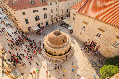 October 9th 2015: Onofrio fountain in Dubrovnik, Croatia, surrounded by tourists