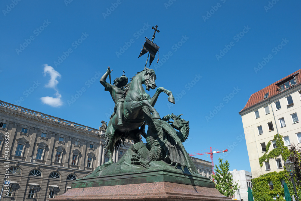Saint George Fighting the Dragon Statue in Berlin, Germany Saint George Fighting the Dragon Statue in Berlin, Germany