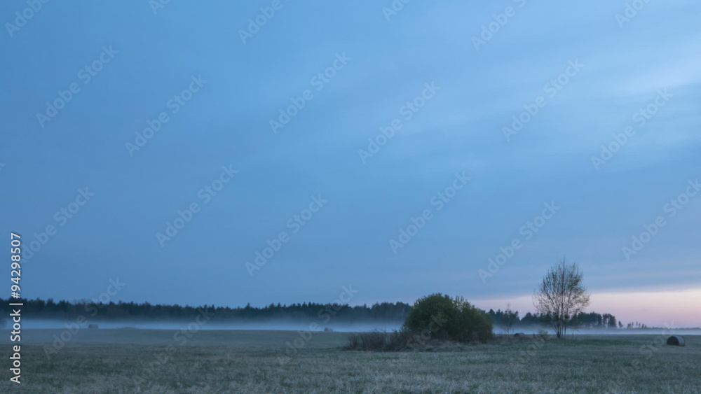 foggy field landscape, time lapse foggy field landscape, time lapse
