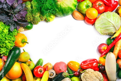 Heap of fruits and vegetables close up