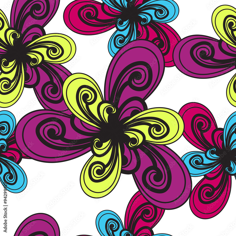 Vector floral pattern. Abstract background. Quilting texture wit
