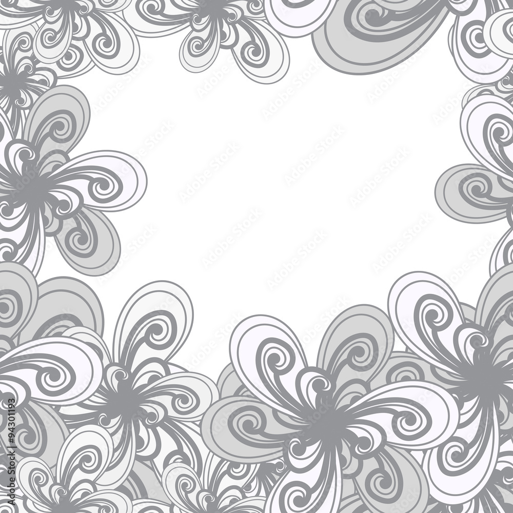 Abstract background. Black and white pattern. Floral seamless ba