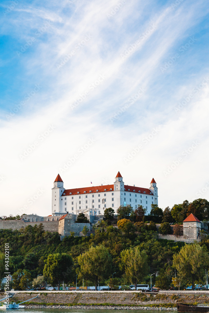 Bratislava Castle over Danube River waterfront