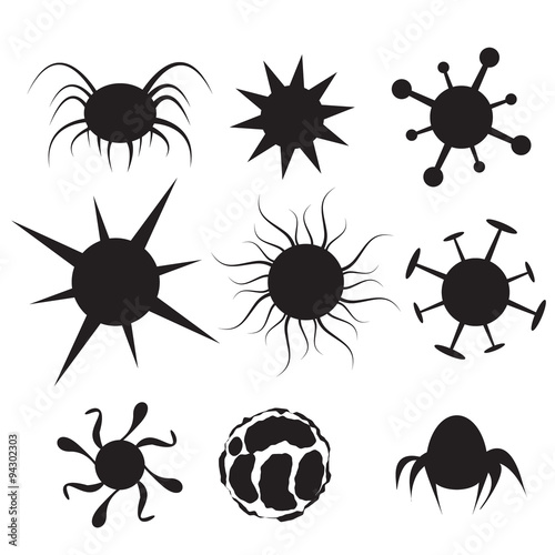 Set of Virus flat icon. Bacteria, disease and cancer cell © jiaking1