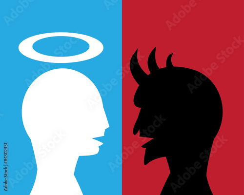 Good man and Evil man are talking about agreement for their busi