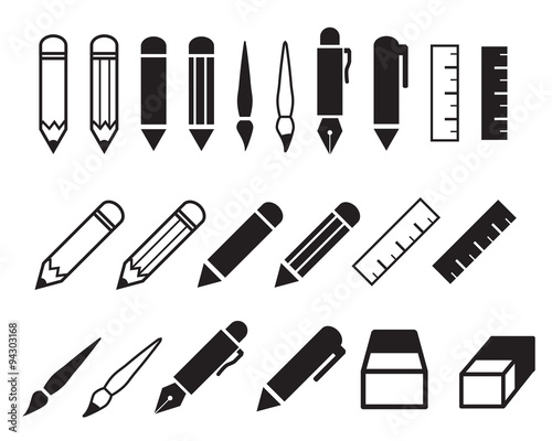 Set of pencil and pen icons