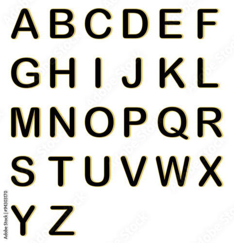 Golden black 3D ABCD alphabet photo