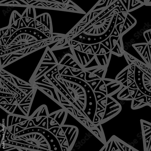 Seamless black and white pattern. Seamless zentangle. Abstract