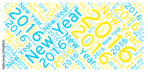 Colorful New Year Word Tag Cloud Background