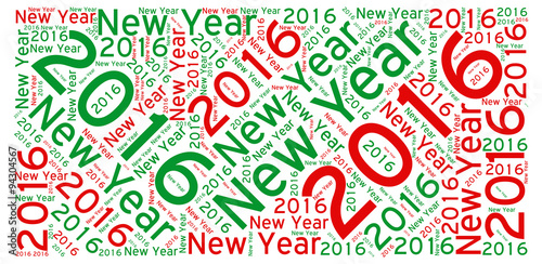Red and Green Background tagged with New Year 2016