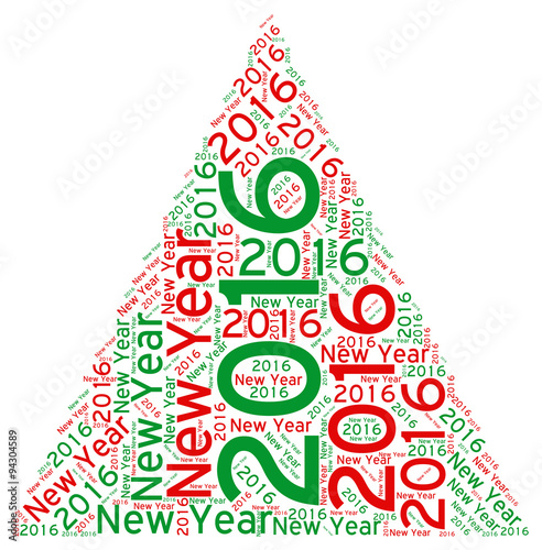 New Year 2016 Tree Word Tag Background