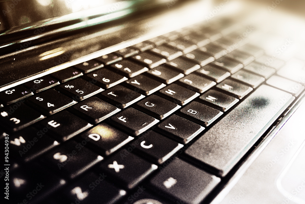 Close up of a Black Laptop Keyboard