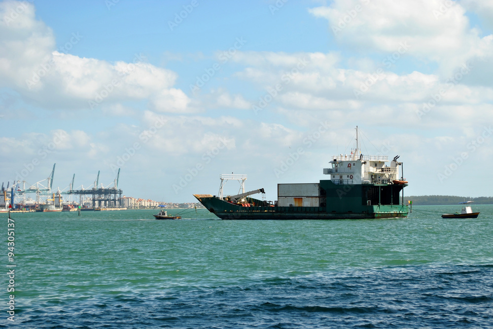 Cargo Ship in Miami Harbor