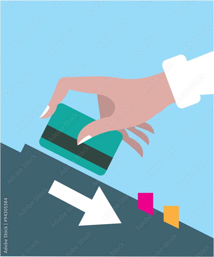 Hand swiping credit card Hand swiping credit card