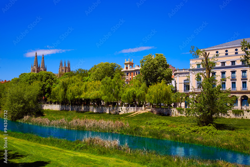 Fototapeta premium Burgos Arlanzon river in Castilla Leon Spain