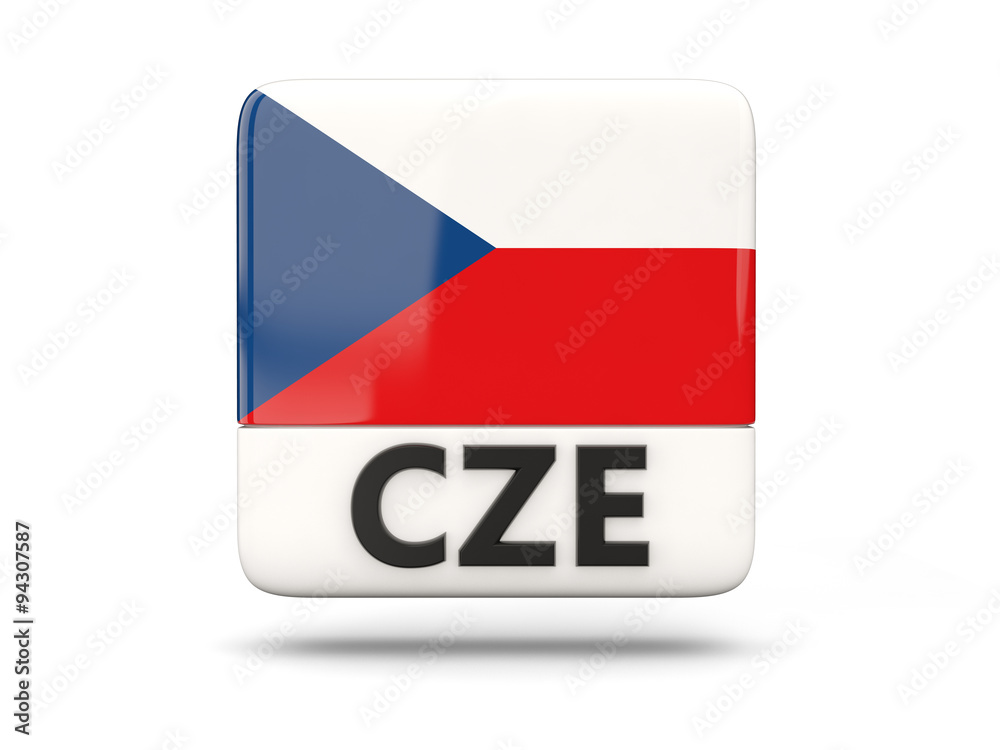 Square icon with flag of czech republic