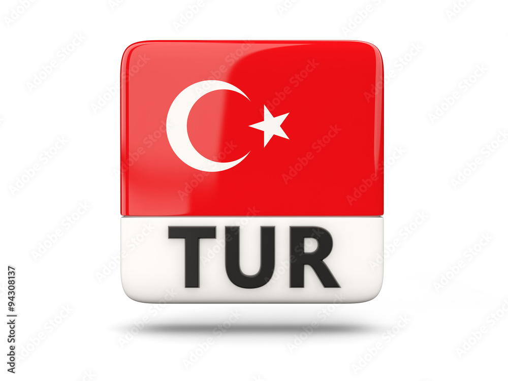 Square icon with flag of turkey Square icon with flag of turkey