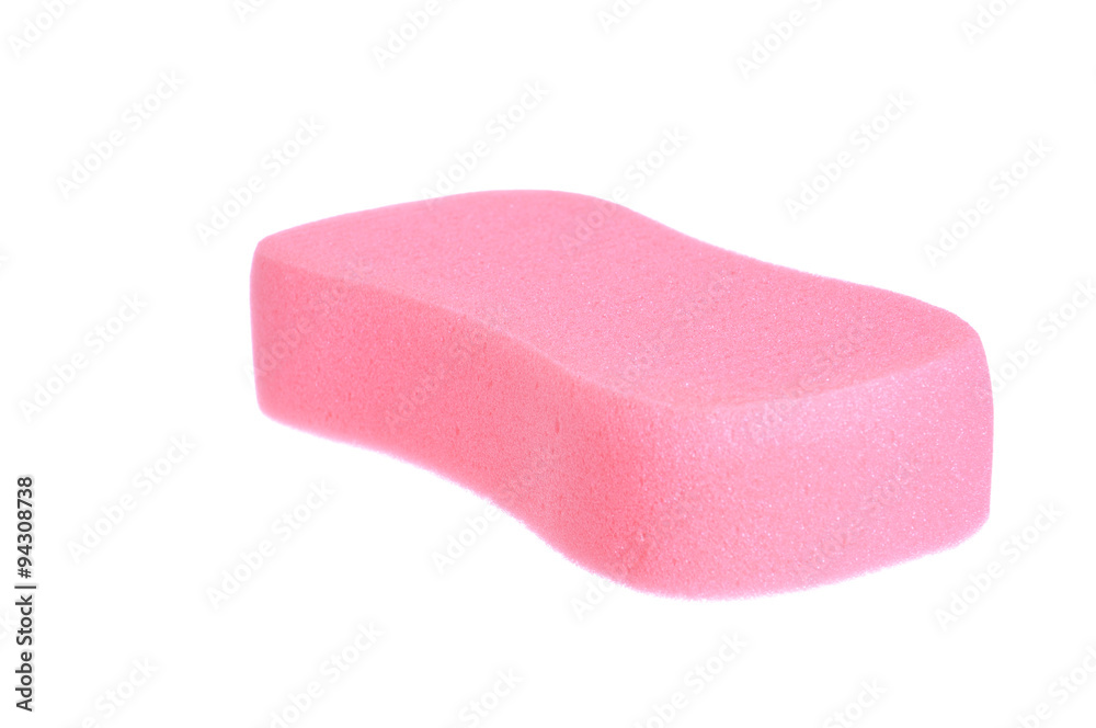 red bathing sponge over white background red bathing sponge over white background