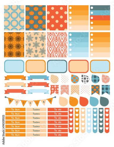 Autumn planner sticker set for a week.