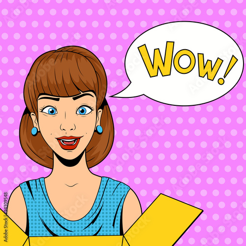 Young woman get a present vector illustration