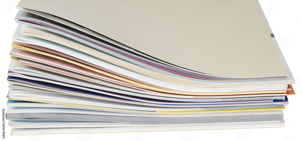 Books, magazines and brochures. Objects isolated on white background, without shadows. Books, magazines and brochures. Objects isolated on white background, without shadows.
