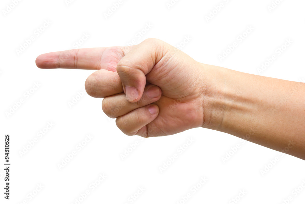 Human hand point with finger isolated on white. Human hand point with finger isolated on white.