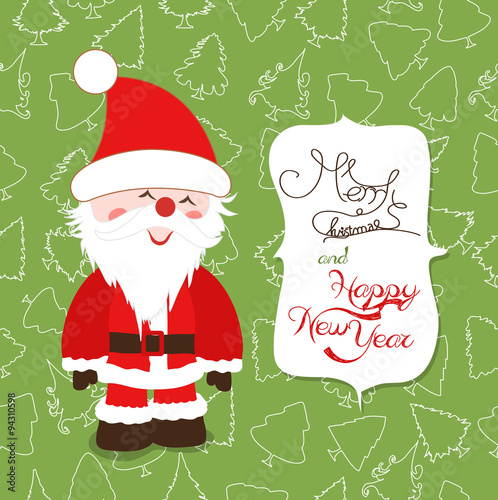 merry christmas label with santa claus