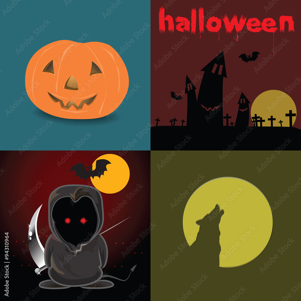 Cute Devil red eyes in Halloween night and design element