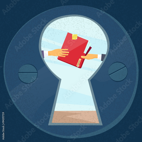 Hands Give Red Folder Secret Document Papers, Concept View