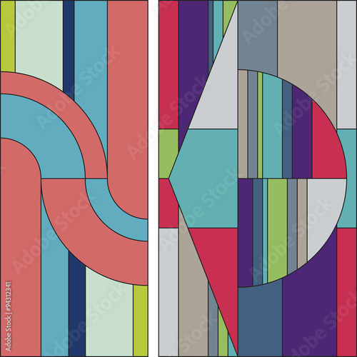 Art deco vector colored geometric pattern. Art deco stained glass pattern. Abstract pattern.