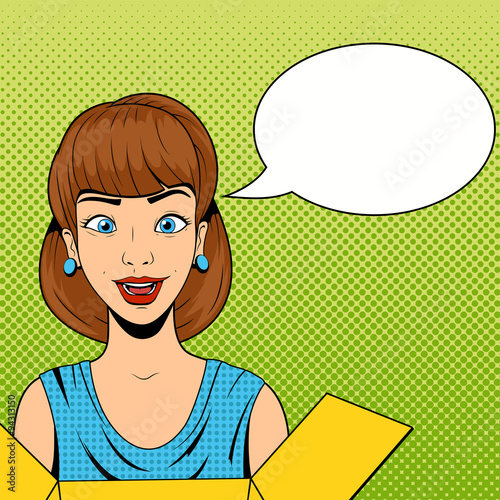 Young woman get a present vector illustration