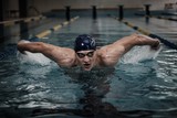 Man swims using breaststroke technique