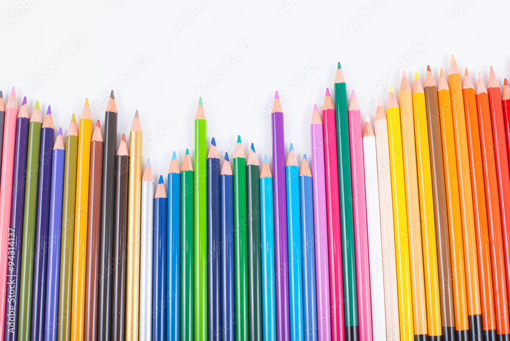 Colour pencils isolated on white background close up Colour pencils isolated on white background close up