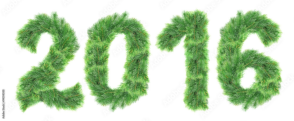 The Christmas branch fir-tree form of inscriptions, numbers, isolated on white The Christmas branch fir-tree form of inscriptions, numbers, isolated on white