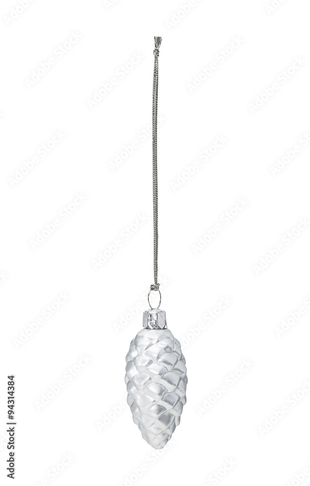 Silver Christmas hanging bump isolated on white background Silver Christmas hanging bump isolated on white background
