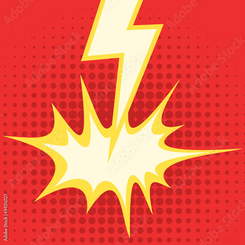 Comic style lightning bolt strike