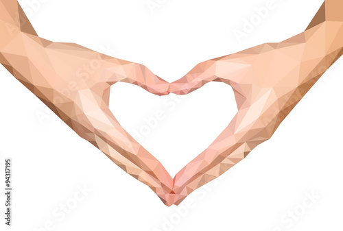polygonal hands folded heart empty isolated