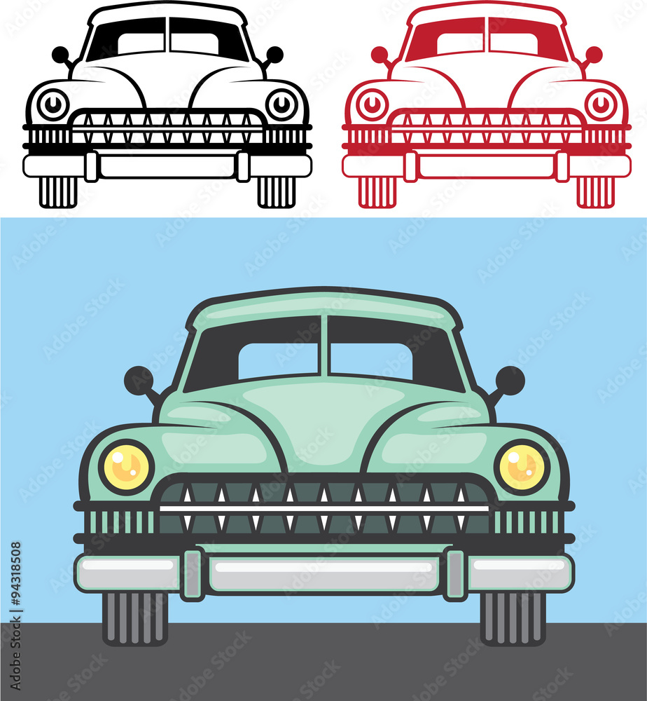 Obraz premium Retro Vehicle Front Vector