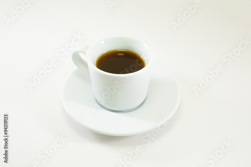 coffee cup close up, isolated white.