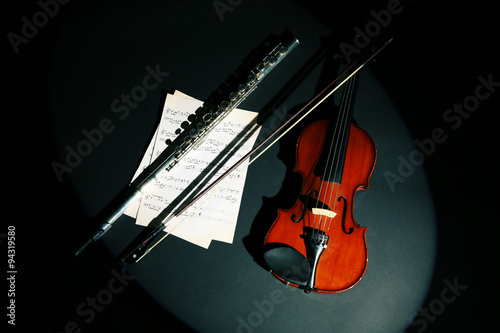 Violin and flute with music...