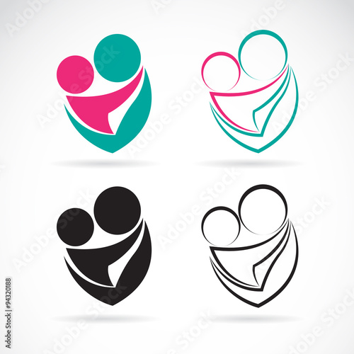 Vector icon image of an mom and baby on white background, Expres