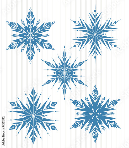 Five blue snowflakes 
